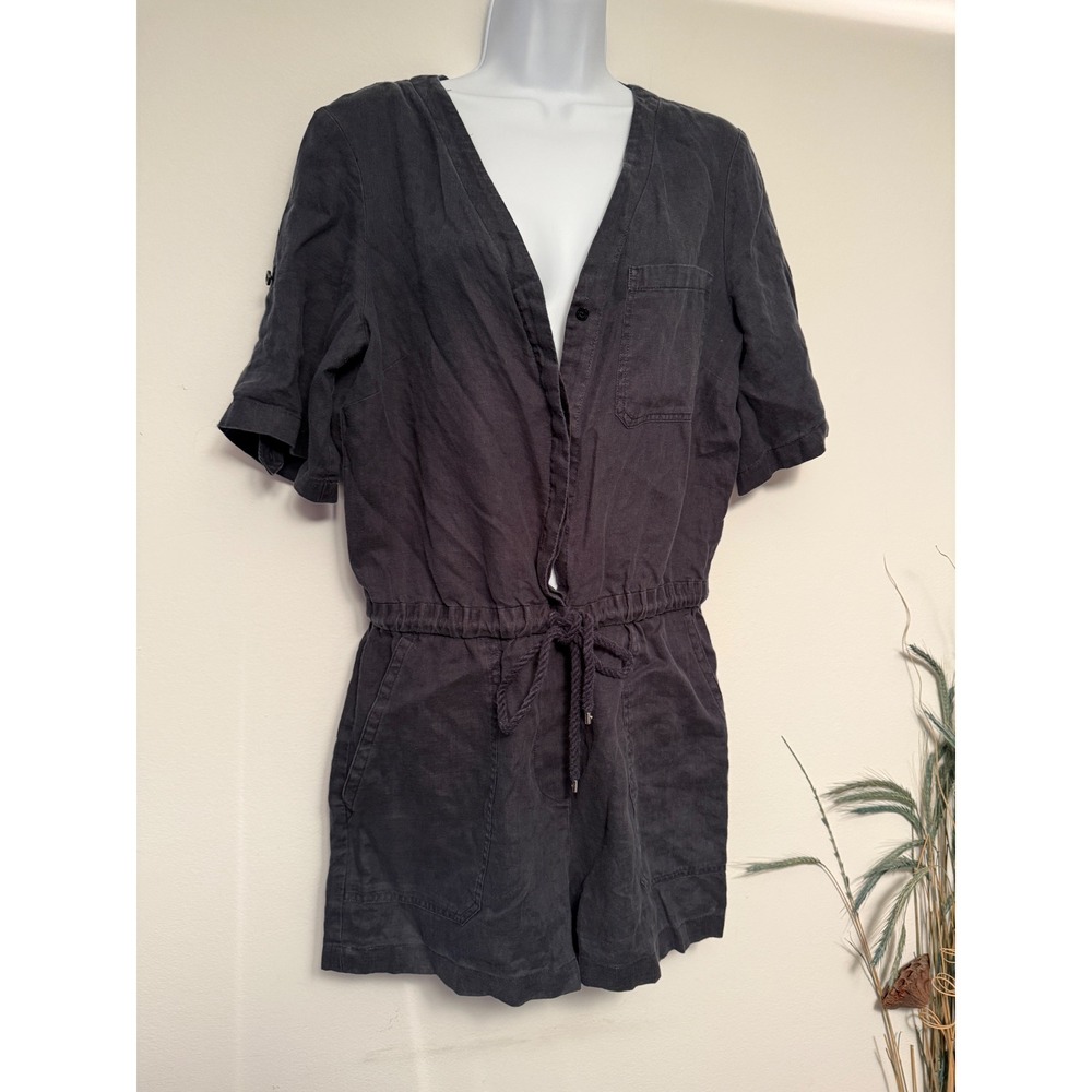 Lauren Ralph Lauren Women's Dark Gray Linen Utility Romper Size 8